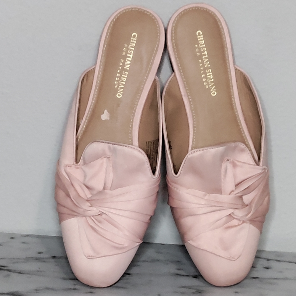 Christian Siriano Soft Pink Satin Mule Flats Women's Sze 9.5w